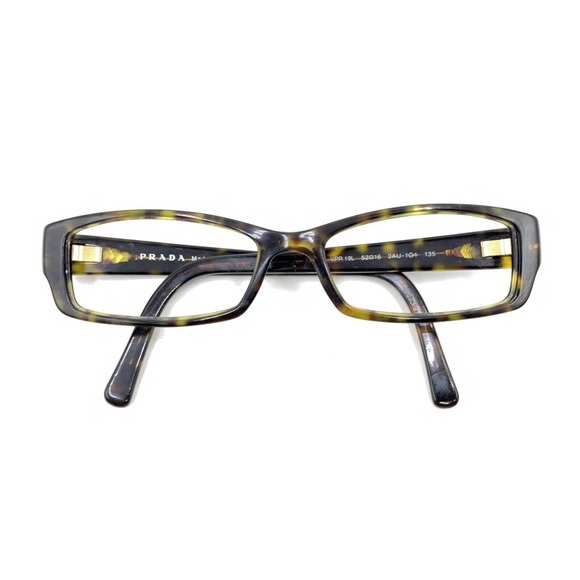Prada VPR 19L 2AU-1O1 Tortoise Brown Rectangle Eyeglasses Frames 52-16 135 Italy - Picture 12 of 12